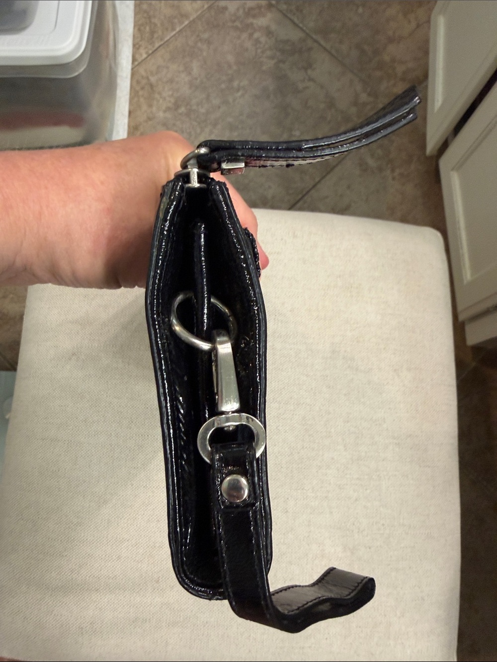 Talbots Black Patent Leather Wristlet Clutch - Picture 3 of 11